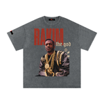 The Icons Collection - Rakim The God Snow Washed Oversized Cotton T-Shirt