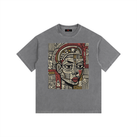 Abstract Black Queen Vintage Washed Oversized Cotton T-Shirt