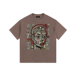 Abstract Black Queen Vintage Washed Oversized Cotton T-Shirt