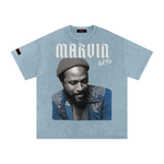 The Icons Collection - Marvin Gaye Snow Washed Oversized Cotton T-Shirt