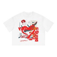 9Ether Being Abstract Unisex Boxy Drop Shoulder Crop T-Shirt