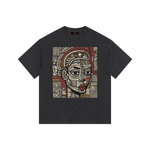 Abstract Black Queen Vintage Washed Oversized Cotton T-Shirt
