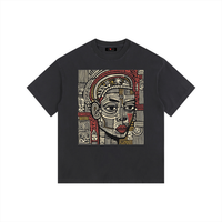 Abstract Black Queen Vintage Washed Oversized Cotton T-Shirt