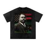 The Icons Collection - Marcus Garvey Quote Snow Washed Oversized Cotton T-Shirt