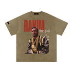 The Icons Collection - Rakim The God Snow Washed Oversized Cotton T-Shirt