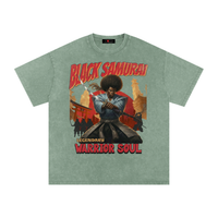 Vintage Black Samurai Snow Washed Oversized Cotton T-Shirt