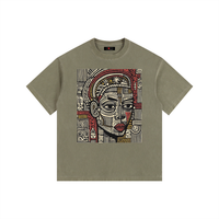 Abstract Black Queen Vintage Washed Oversized Cotton T-Shirt