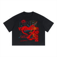 9Ether Being Abstract Unisex Boxy Drop Shoulder Crop T-Shirt