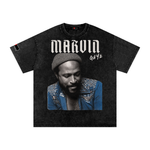 The Icons Collection - Marvin Gaye Snow Washed Oversized Cotton T-Shirt