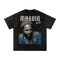 The Icons Collection - Marvin Gaye Snow Washed Oversized Cotton T-Shirt
