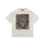Abstract Black Queen Vintage Washed Oversized Cotton T-Shirt