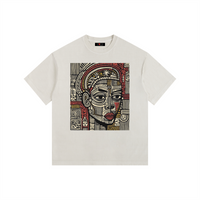 Abstract Black Queen Vintage Washed Oversized Cotton T-Shirt