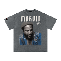 The Icons Collection - Marvin Gaye Snow Washed Oversized Cotton T-Shirt
