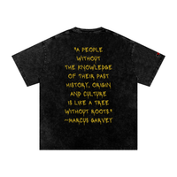 The Icons Collection - Marcus Garvey Quote Snow Washed Oversized Cotton T-Shirt